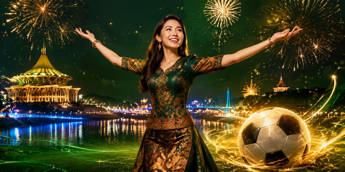 Pengguna Kuching melihat jadual taruhan sukan dengan motif batik tempatan yang meriah